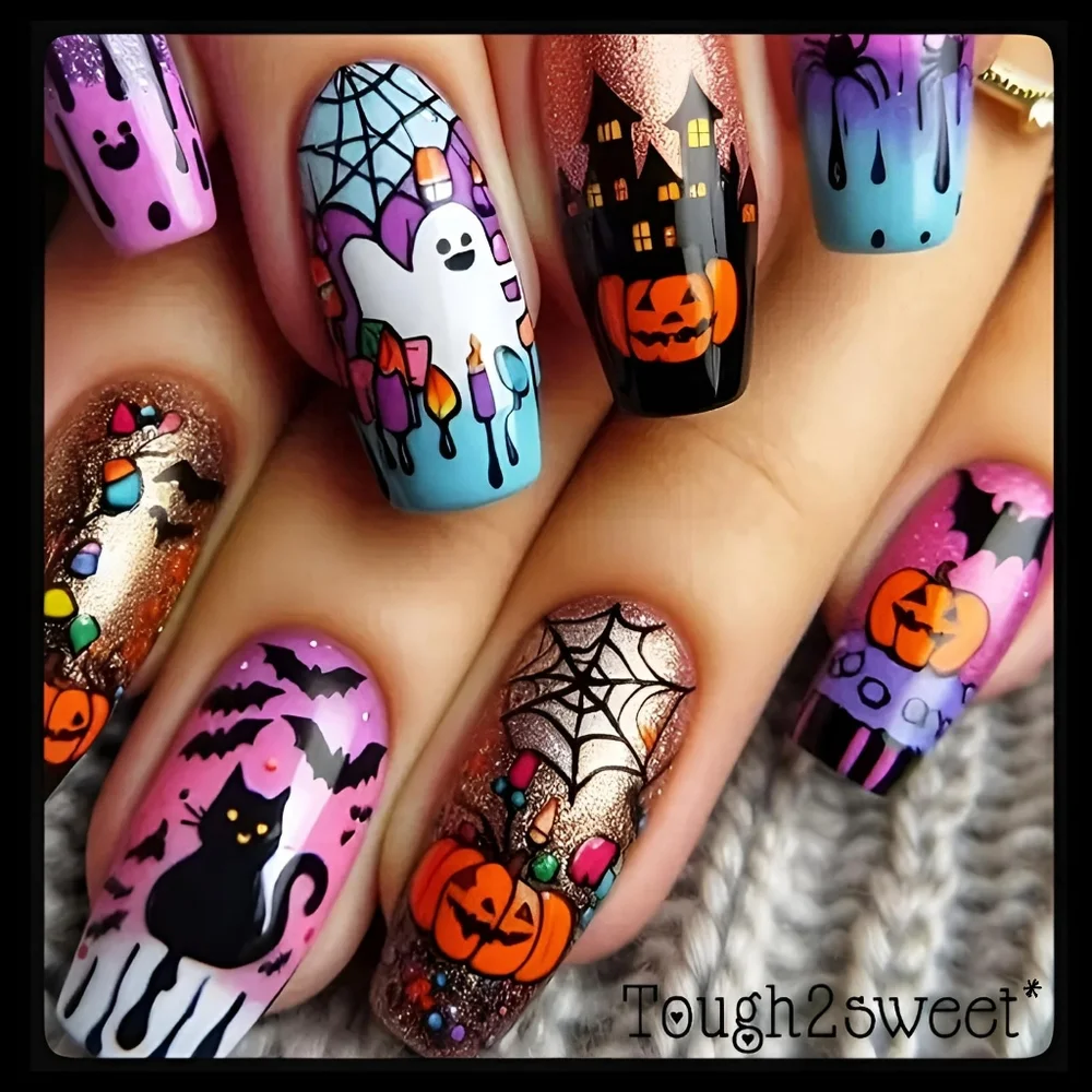 🆕️$6 OR 2 FOR $10~ HALLOWEEN THEMED 24 DESIGNER PRESS ON NAILS
